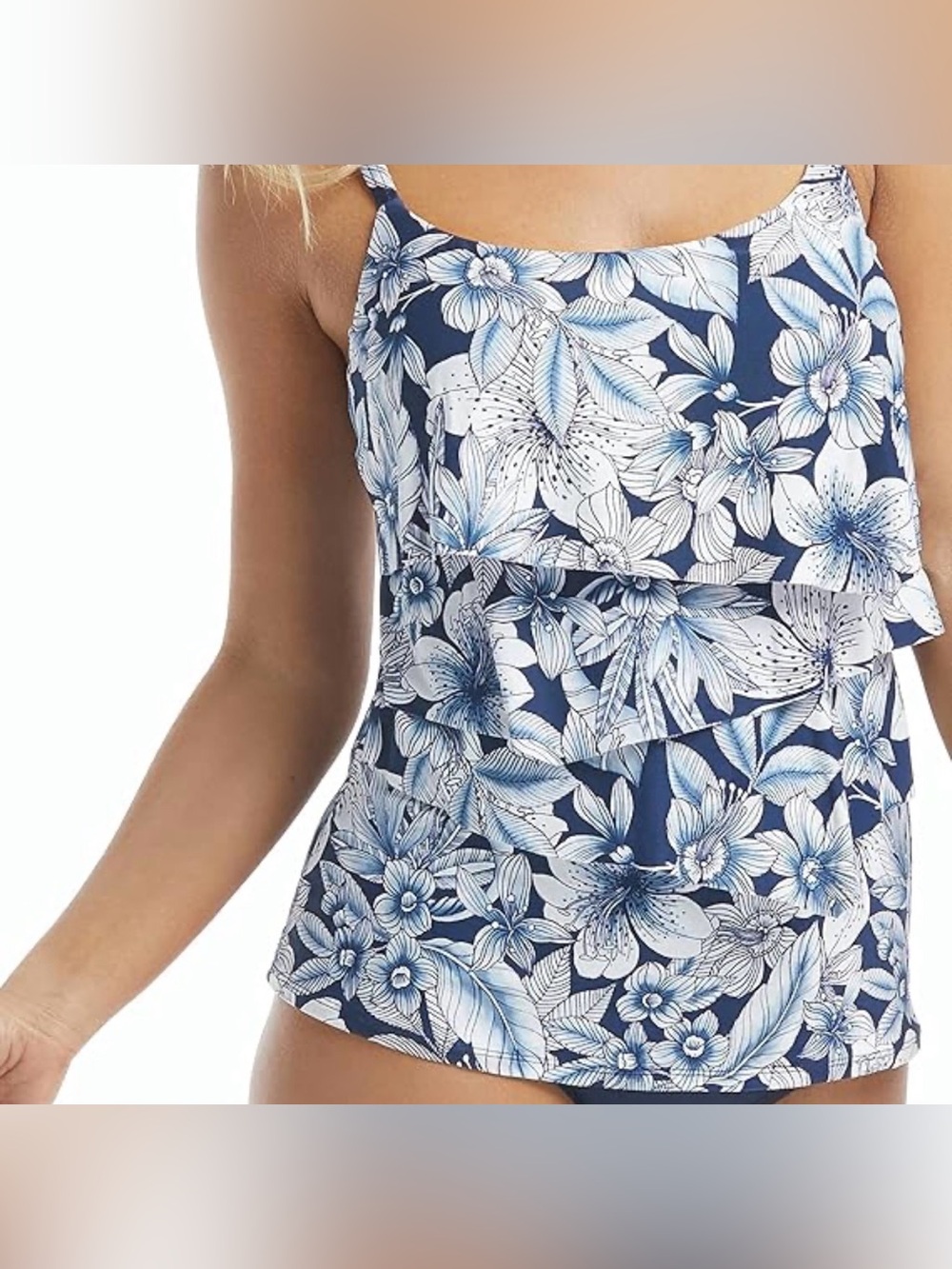 COCO REEF 34D Aura Ruffle Bra Sized Underwire Tankini Top,